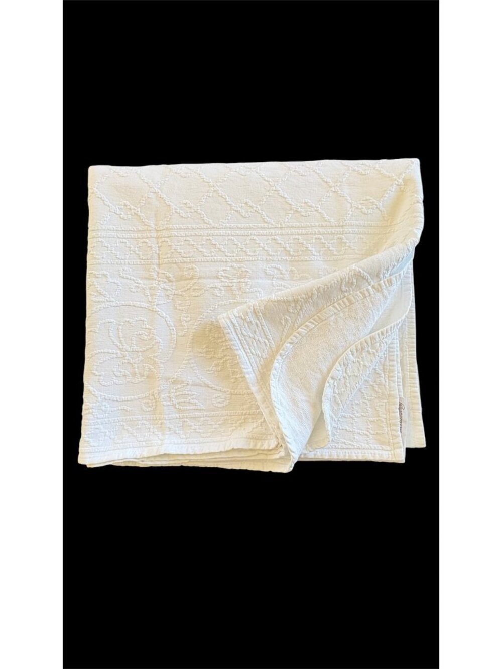 WILLIAMSBURG Richmond Matelasse' Lattice White Cotton Woven Coverlet Full/Queen
